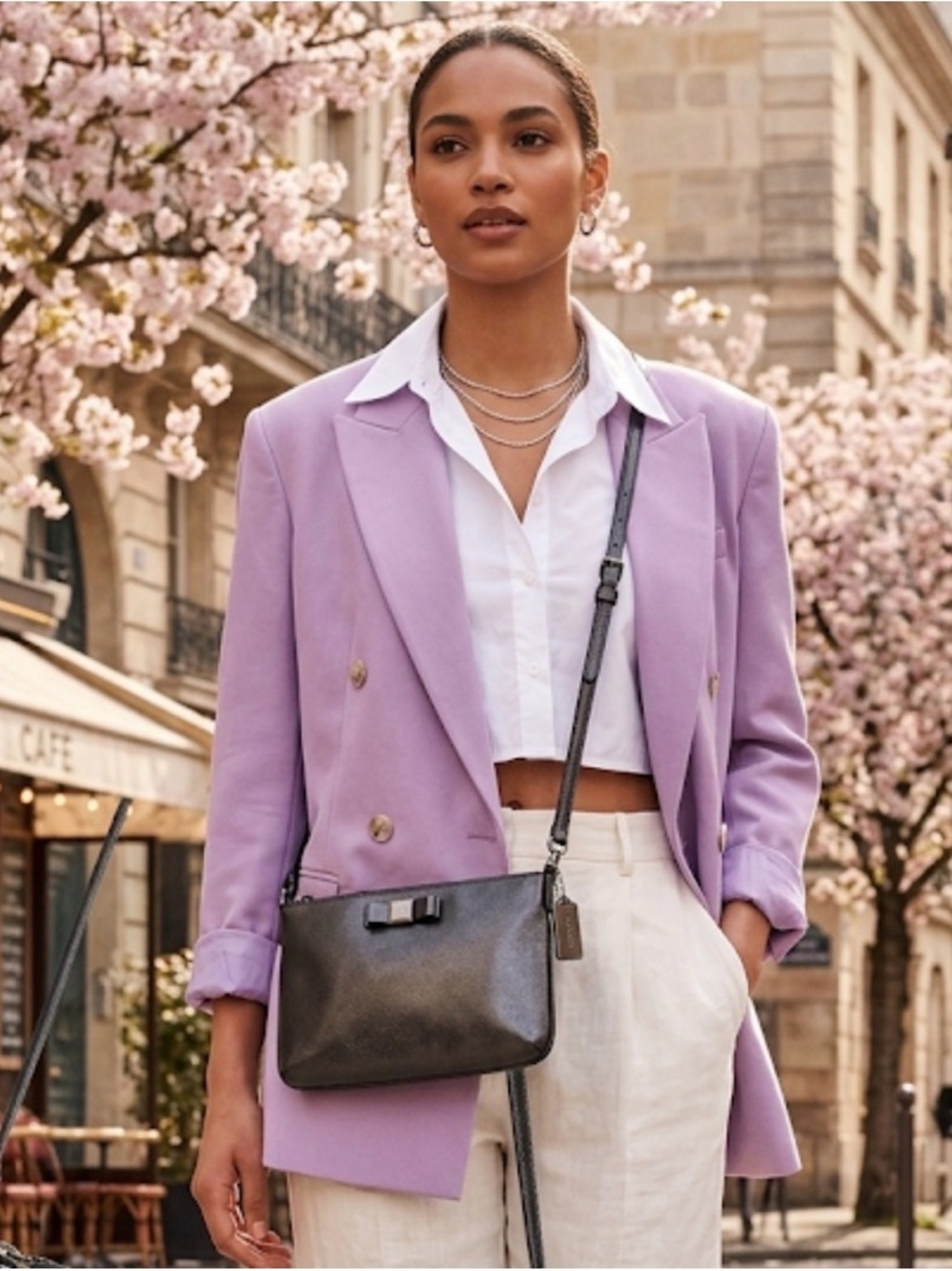 COACH Darcy Bow East West Swing pack 2014 Soft Black Leather Silver F51858 - EUC - Picture 4 of 16